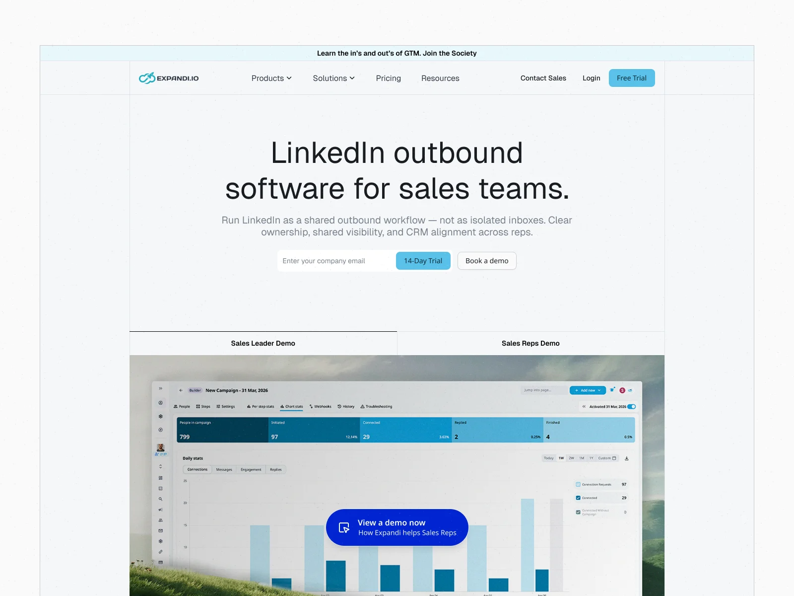 Expandi homepage: LinkedIn outbound software for sales teams