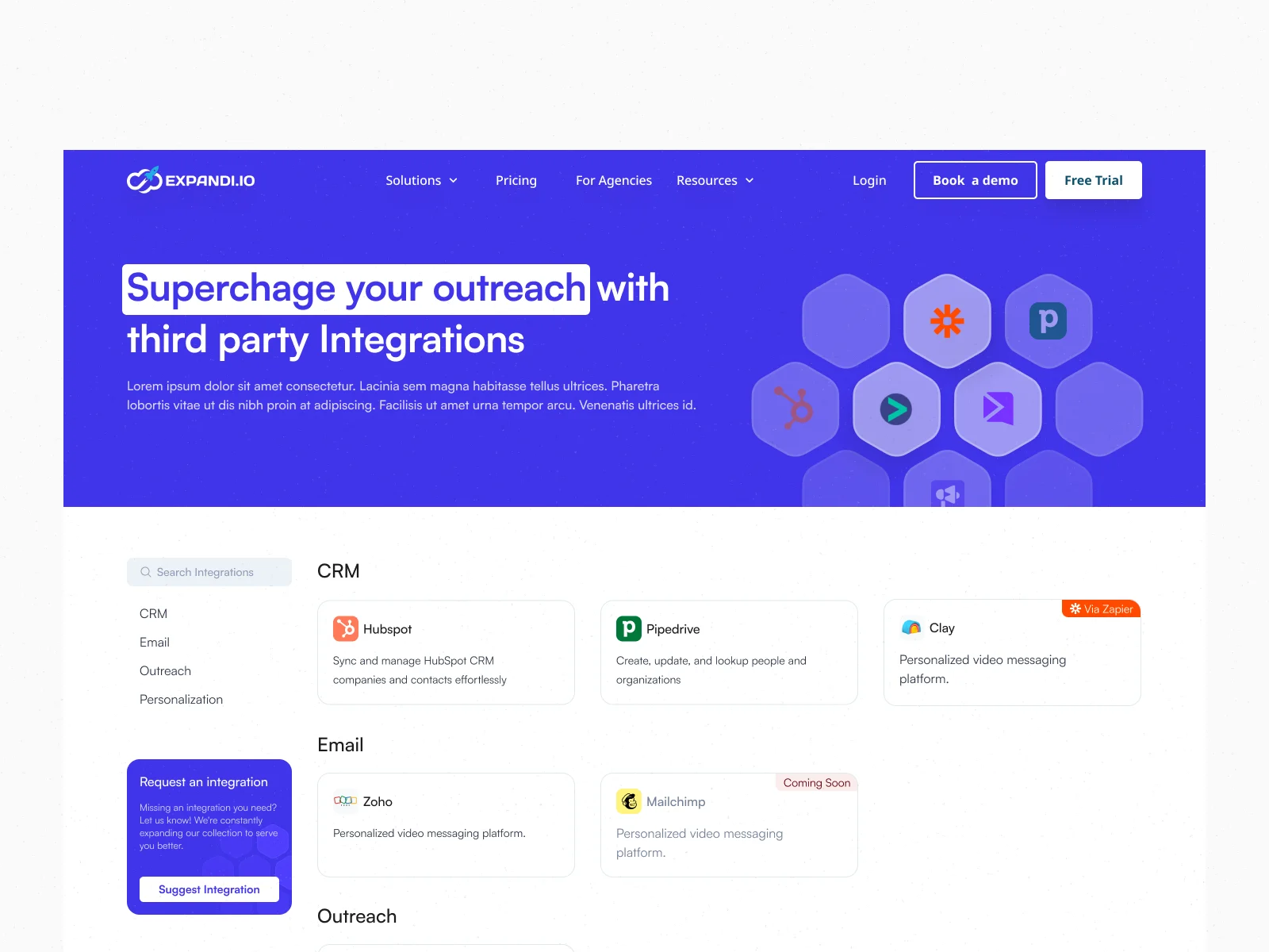 Integrations page