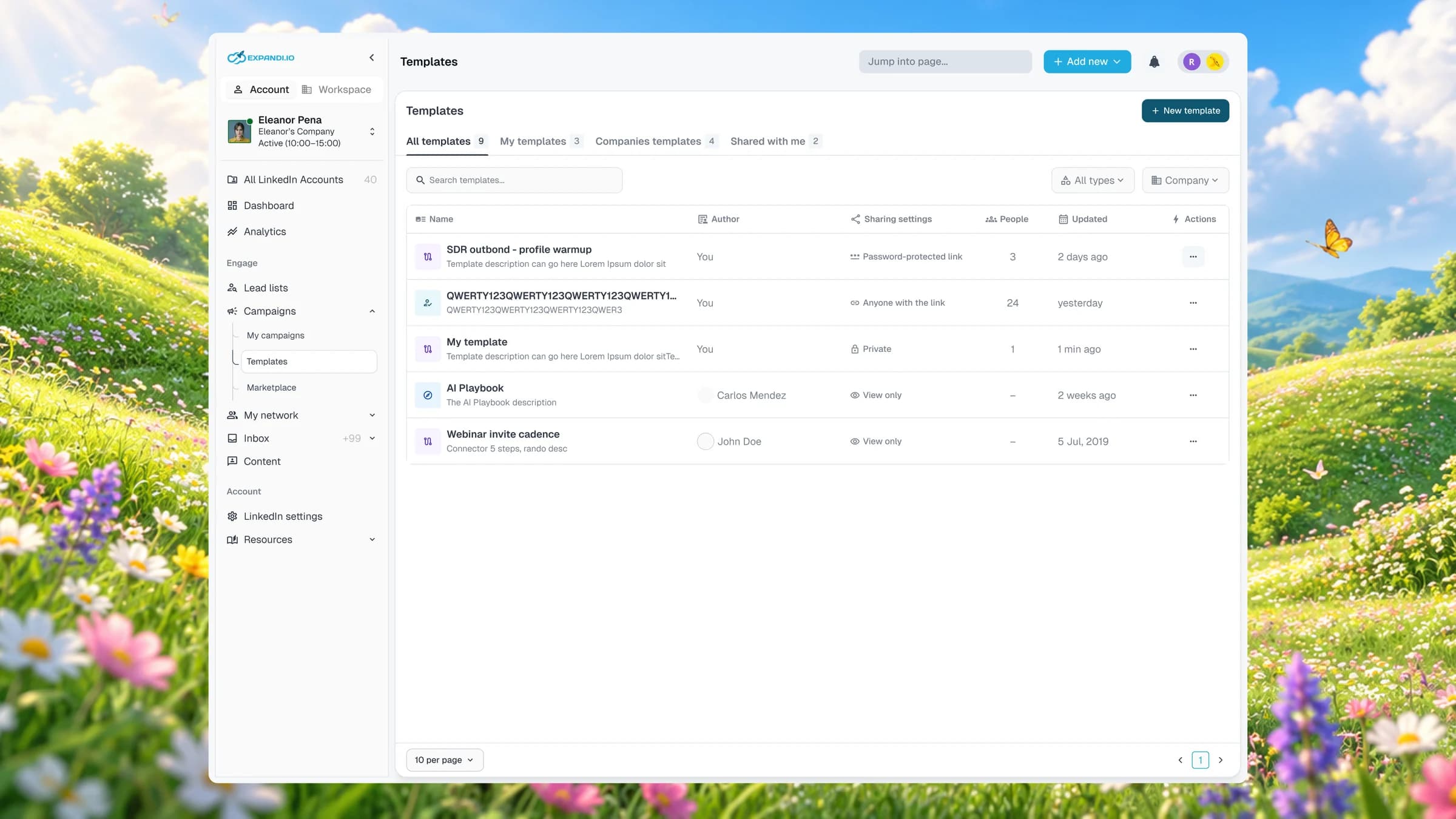 Templates list